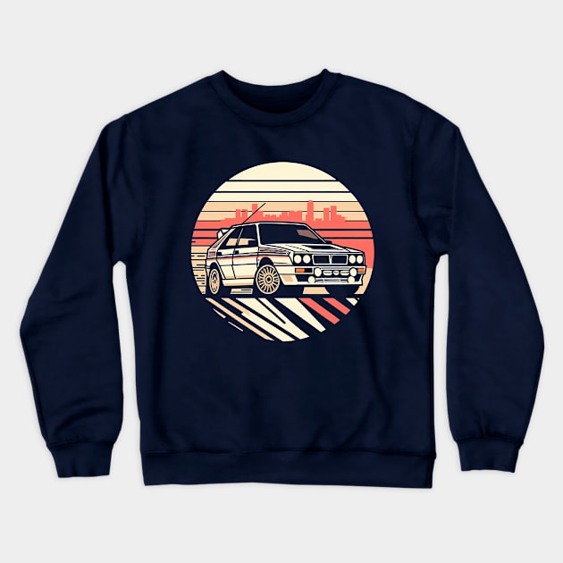 Lancia Delta Integrale Rally Car Crewneck Sweatshirt by TaevasDesign